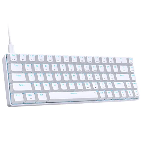 DIERYA T68SE 60% Gaming Mechanical Keyboard,Ultra Compact Mini 68 Key with Blue Switches Wired Keyboard,Anti-Ghosting Keys, for Windows Laptops and PC Gamers,White