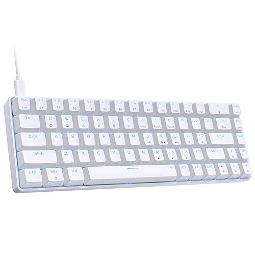 DIERYA T68SE 60% Gaming Mechanical Keyboard,Ultra Compact Mini 68 Key with Red Switches Wired Keyboard,Anti-Ghosting Keys, for Windows Laptops and PC Gamers,White - Quiet Red Switch - white