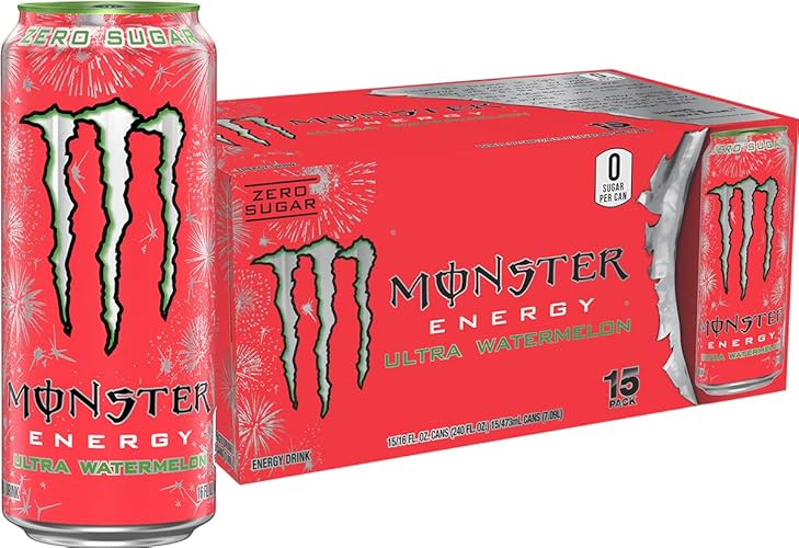Monster Energy Ultra Watermelon, Sugar Free Energy Drink, 16 Ounce (Pack of 15) - Ultra Watermelon - 15 Pack