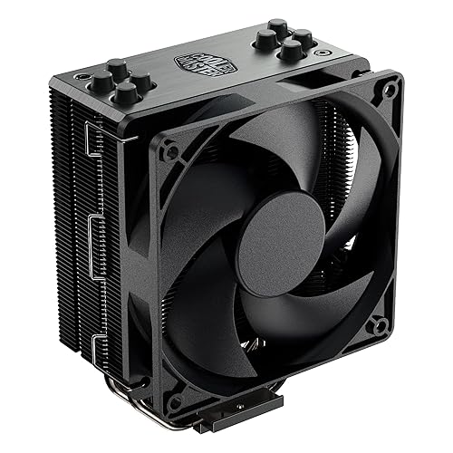 Cooler Master Hyper 212 Black CPU Air Cooler with Silencio Fan, Gun-Metal Fins, and Copper Heat Pipes - For AMD Ryzen and Intel LGA CPUs - Hyper 212 Black Edition