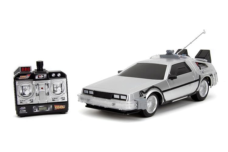 Jada Toys - Back to The Future RC Car, Time Machine, Remote Controlled Vehicle with Turbo and Light Function, Up to 10 km/h, USB Charging Function, 28 cm, for Children from 6 Years, 253256004