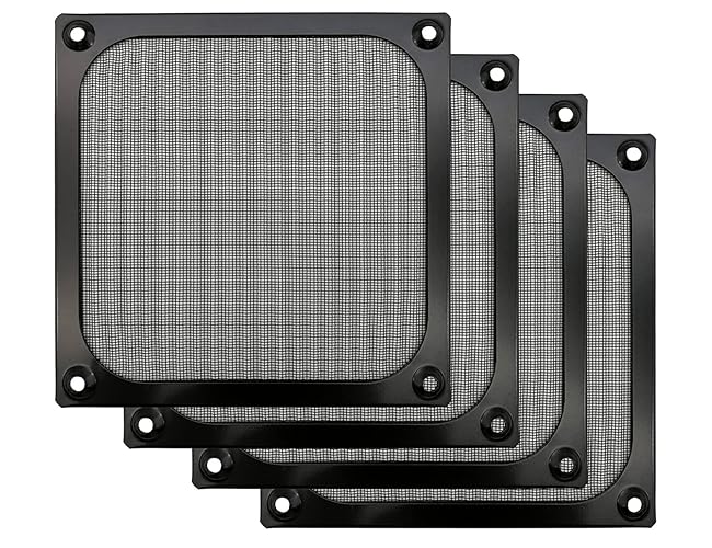 120mm Computer Fan Filter Grills with Screws, Ultra Fine Aluminum Mesh, Black Color - 4 Pack - 120mm - Black
