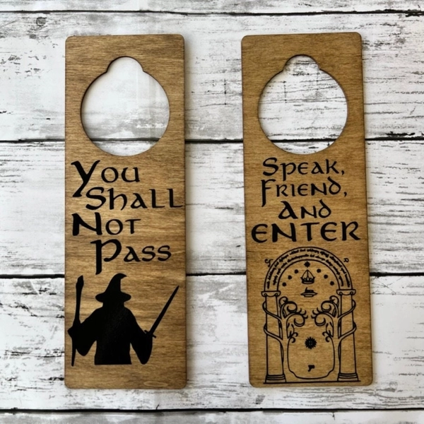 Lord of the Rings Do Not Disturb Sign | Wooden Door Hanger | Dorm Decoration | Zoom Meeting | Double Sided | Privacy Sign