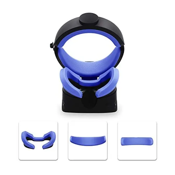 
                            AMVR VR Mask Silicone Protective Cover & Front Foam and Rear Foam Silicone Cover Suit Set for Oculus Rift S Headset Sweatproof Waterproof Anti-Dirty Replacement Face Pads Accessories (Blue)
                        