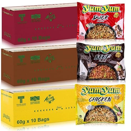 30 x 60g YumYum Instant Nudelsuppen Ente - Rind - Huhn Yum Yum Chicken Beef Duck