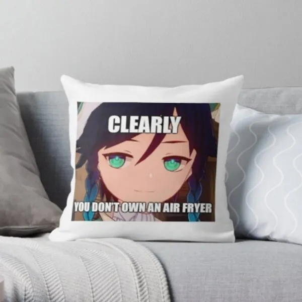 Clearly You Don't Own An Air Fryer Venti Genshin Impact Throw Pillow by Mino Shop