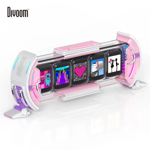 Divoom Times Gate 픽셀 아트 정보 디스플레이 핑크