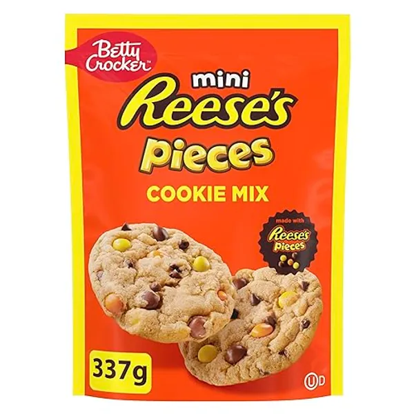 Betty Crocker Reese's Peanut Butter Chocolate Candy Cookie Mix, Made with Mini Reese's Pieces Candy and Mini Chocolate Chips, 337 Grams Package of Cookie Mix, Baking Mix