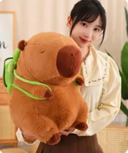 Capybara with Turtle Backpack Plushie
