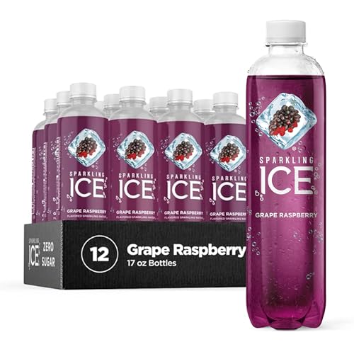 Sparkling Ice, Grape Raspberry Sparkling Water, Zero Sugar Flavored Water, with Vitamins and Antioxidants, Low Calorie Beverage, 17 fl oz Bottles (Pack of 12) - Grape Raspberry