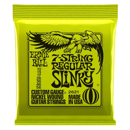 Ernie Ball 7-String Regular Slinky Nickel Wound Electric Guitar Strings, 10-56 Gauge (P02621) - Power (11-58)