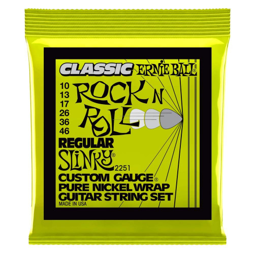 Ernie Ball Regular Slinky Classic Pure Nickel Electric Guitar Strings, 10-46 Gauge (P02251) - Regular (10-46) Single Pack Strings