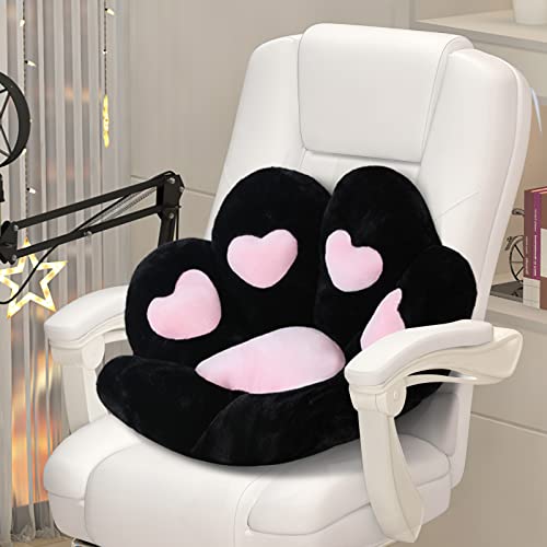 OtNiap Cute cat Paw Plush Pillows, Soft and Comfortable Sofa Cushions/Office Chair Seat Cushion Lazy Sofa Bear Paw Chair Cushion for Chair,Home, Bedroom Shop and Restaurant Decor 28"x 24" (Black) - Black - 28 Inch