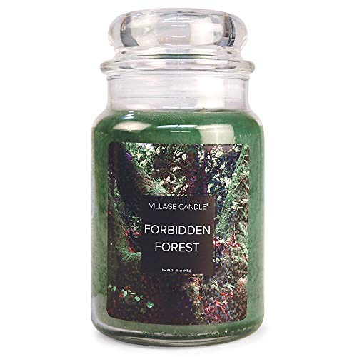 Village Candle Forbidden Forest Large Glass Apothecary Jar Scented Candle, 21.25 oz, Green - Green - Dome Lid