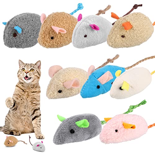 Chef Vinny 9 Pcs Cat Mouse Toys, Catnip Cat Toys, Chew Toys for Cat, Soft Plush Catnip Cat Toys, Mice Toys with String Tails Interactive Play for Cat, Puppy, Kitty Kitten