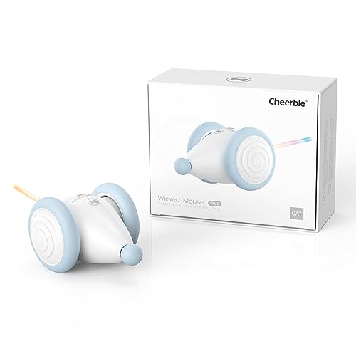 [2023 Upgraded] Cheerble Interactive Cat Toys for Indoor Cats Automatic Cat Toy with LED Lights, Wicked Mouse Plus, Kitten Toys, Pet Toys, Smart Electric Cat Toy, USB Rechargeable, Auto On/Off (Blue) - Blue