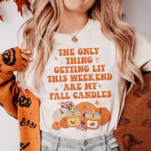 The Only Thing Getting Lit This Weekend Are My Fall Candles Tee - Soft Cream / L