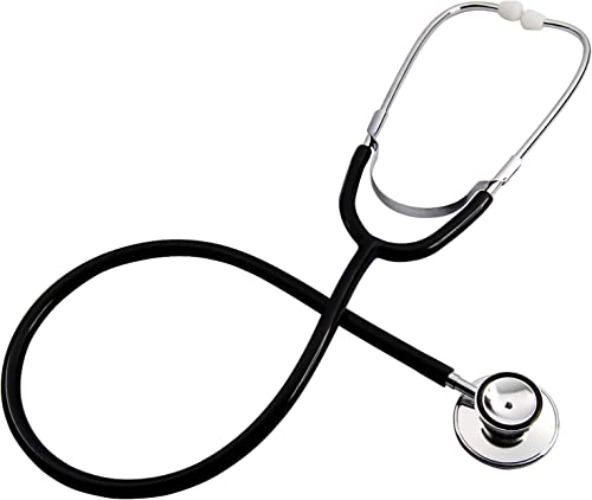 Valuemed Pro Double Dual Head Black Tube Stethoscope Doctor Nurse EMT Vet Medical Health Care (Black)