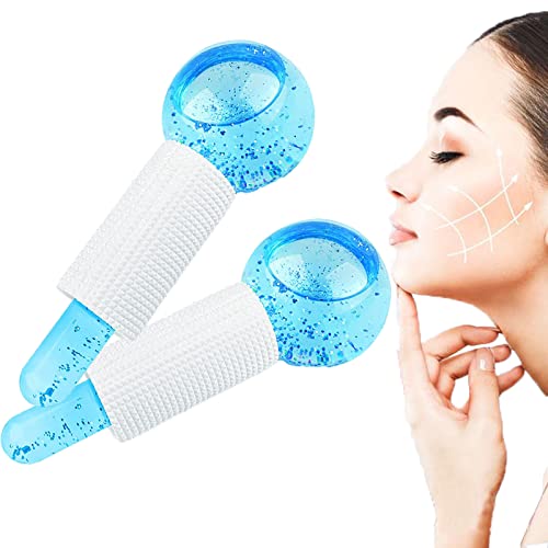 Facial Ice Globes,Massage Ice Ball,Facial Cooling Massage Balls,Facial Roller Massager,Magic Ice Globe Ball for Tighten Skin, Reduce Swelling and Dark Circles, Improve Blood Circulation (Blue) - Blue