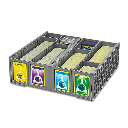 BCW Collectible Card Bin - Single Gray | Storage Box for Trading Cards | Holds 3200 Cards | Includes 4 Card Storage Partitions | Loose Trading Card Storage for Pokemon, MTG, and Sports Cards - Single - Gray