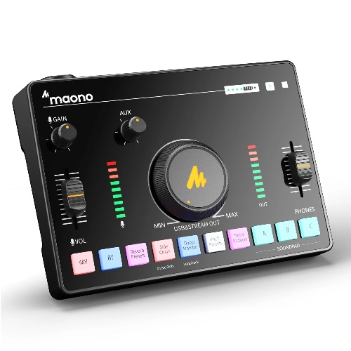 Audio Interface Mixer Professional Recording Studio Monitor Audio Interface Sound Card Live Stream - Black