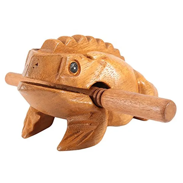 Thailand Traditional Craft Wooden Lucky Frog Croaking Musical Instrument Home Office Decor(12.7Cm) - 12.7CM