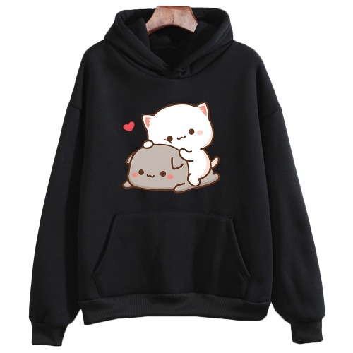 Peach & Goma Cat Hoodie | XS / black