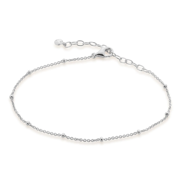 Sterling Silver Fine Beaded Chain Bracelet