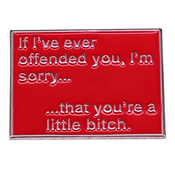 If i’ve Ever Offended You I Am Sorry That You Are A BITCH Badge Adult Humor Novelty Sarcasm Witty Brooch Funny Enamel Pin for Purse Backpack Jeans Coat Decoration