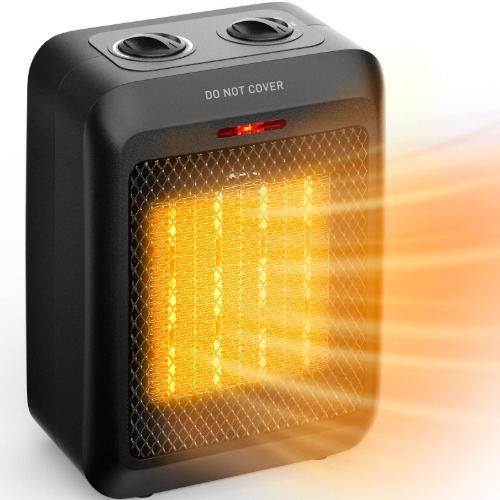 Ceramic Space Heater, 750W/1500W ETL Listed Electric Heater with Adjustable Thermostat, Overheats and Tip-Over Protection for Office Home - 