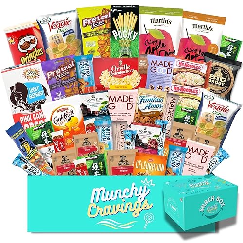 MunchyCravings Premium Snack Box (45 Ct.), Tasty and Healthy Snacks, Giftable and Great for Movie Nights, Easter, Birthdays, For Adults and Teens.