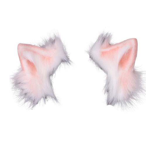VIGVAN Kawaii Fuchs Katzen Ohren Haarband Haarnadel Katzen Cosplay (Rosa Weiß Haarnadel) - Rosa Weiß Haarnadel
