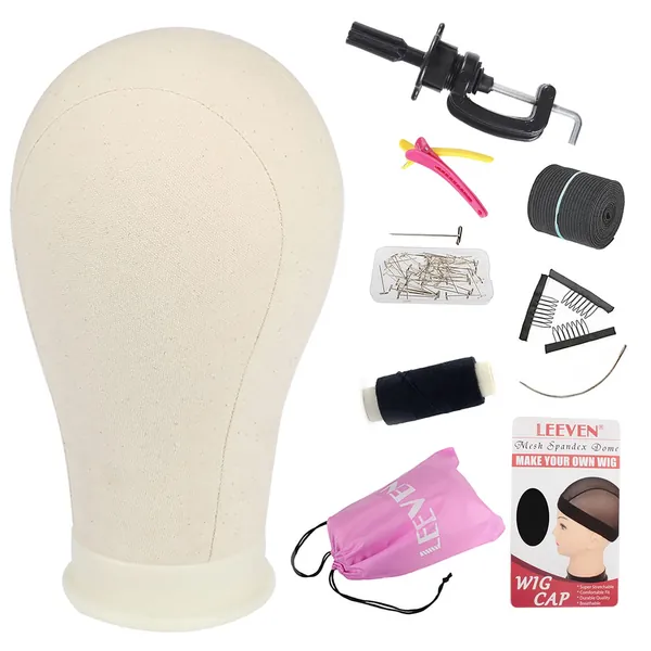 Leeven 23 Zoll Perückenkopf für Perücke Nähen Mannequin Kopf Perückenkopf Dekokopf Segeltuch Kopf Wig Head Canvas Block Perückenständer - 23 Zoll/ 58.5cm