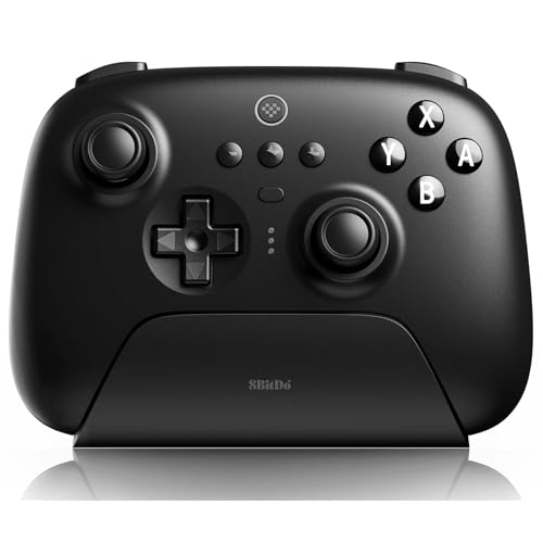 8BitDo Ultimate Bluetooth Controller with Charging Dock, Wireless Gamepad with Hall Sensor Joystick, Compatible with Switch, Steam Deck and Window 10 - Black