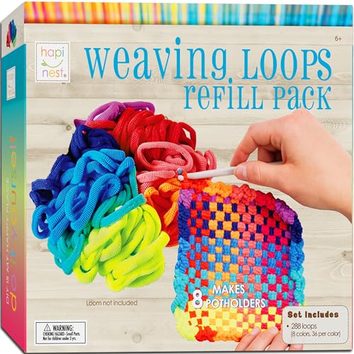 Hapinest Loom Bands Potholder Weaving Refill Pack for Kids | Set Makes 8 Pot Holders and Includes 288 Loops in 8 Colors - Loom Refill