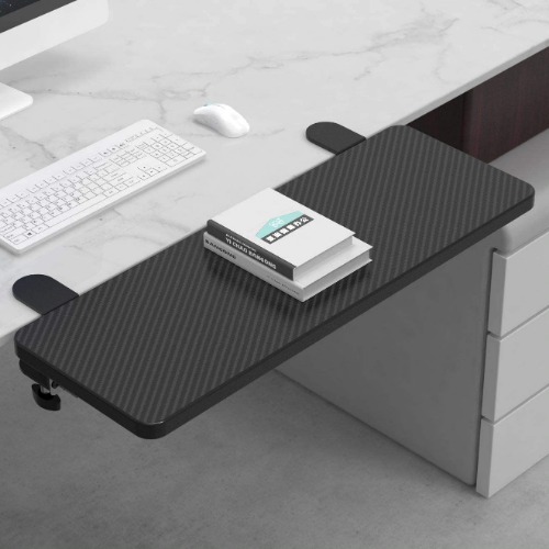 Siiboat Desk Extender Arm Support Collapsible Ergonomics Computer Table Extension Keyboard Tray for Square Tabletop - Carbon Fiber 21.65"x9.45" - Carbon 21.65" x 9.45"