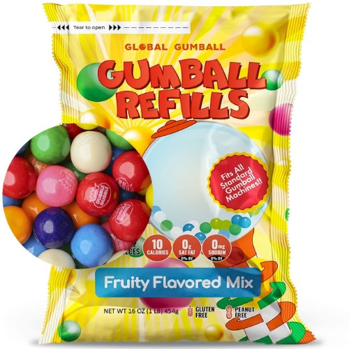 Gumballs for Gumball Machine - 0.5 Inch Mini Gumballs Balls for Kids - Gumball Machine Refills - PACK of 1LB
