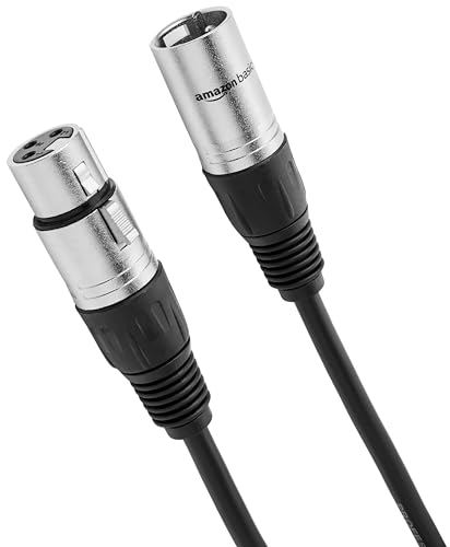 Amazon Basics XLR Microphone Cable for Speaker or PA System, All Copper Conductors, 6MM PVC Jacket, 50 Foot, Black - 1-Pack - 50 Feet