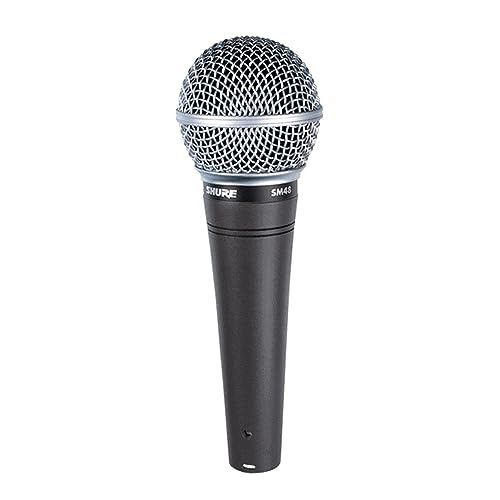 Shure SM48 Cardioid Dynamic Vocal Microphone with Shock-Mounted Cartridge, Steel Mesh Grille and Integral Pop Filter, A25D Mic Clip, Storage Bag, 3-pin XLR Connector, No Cable Included (SM48-LC) - Standard