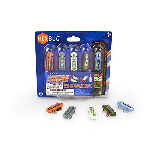 HEXBUG nano Nitro 5 Pack - Sensory Vibration Toys for Kids and Cats - Tiny HEX BUG Children’s Toy Technology with Batteries Included - Multicolor - Old Version