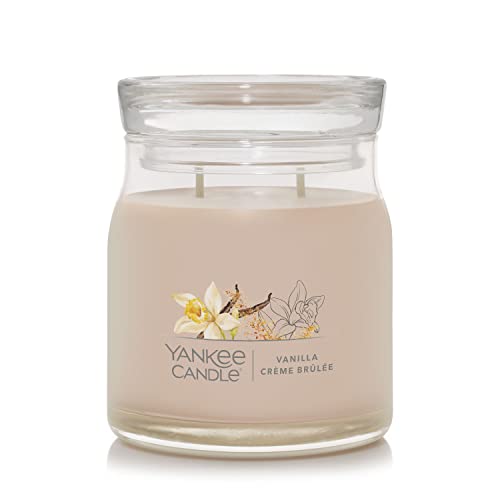 Yankee Candle Vanilla Crème Brûlée Scented, Signature 13oz Medium Jar 2-Wick Candle, Over 35 Hours of Burn Time - Vanilla Crème Brûlée - Signature Medium 2-Wick Jar