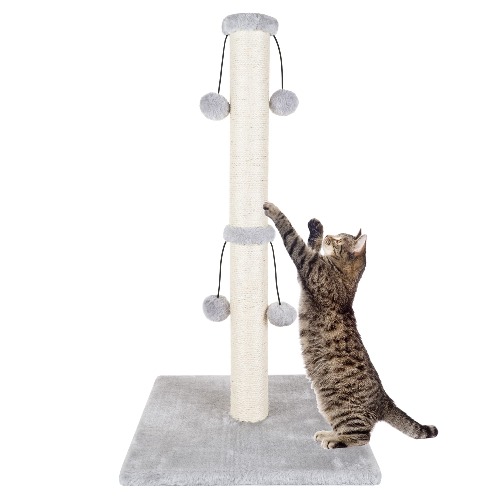 Dimaka 34'' Cat Scratching Post, Cat Scratching Post, Cat Scratcher for Large Cats with Teasing Toy Ball, Natural Sisal White and Grey (Grey) - 34 inches for Large Cats - Grey