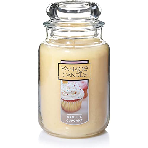 Yankee Candle Vanilla Cupcake Scented, Classic 22oz Large Jar Single Wick Candle, Over 110 Hours of Burn Time - Vanilla Cupcake - Classic Large Jar