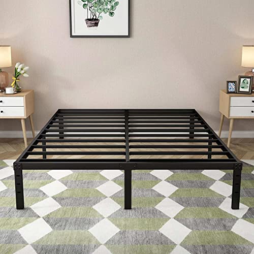 Joeffany Platform Bed Frame Full Size,14 inch Heavy Duty Metal Bed Frames,No Box Spring Needed,3500 lbs Sturdy Steel Slat Support,Easy Assembly, Headboard Compatible, Black - Full - 14 Inch