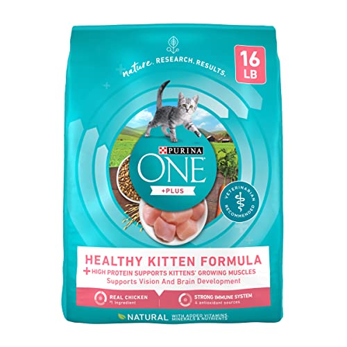 Purina ONE High Protein, Natural Dry Kitten Food, +Plus Healthy Kitten Formula - 16 lb. Bag - Dry Food - Chicken - 16 LBS