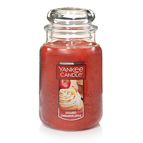 Yankee Candle Sugared Cinnamon Apple Scented, Classic 22oz Large Jar Single Wick Candle, Over 110 Hours of Burn Time - Sugared Cinnamon Apple - Classic Large Jar