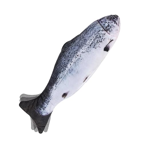 Cat Toys Fish for Indoor Cats - USB Floppy Fish Cat Dog Toy, Interactive Cat Toy with Catnip Bag, Realistic Moving Flippity Fish Toy for Cat and Kitten, Salmon - Salmon