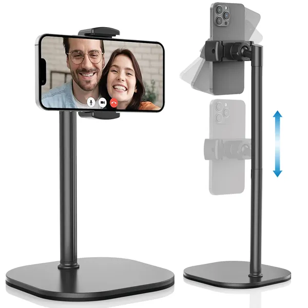 Cooper Chat Stand, Height Adjustable Cell Phone Stand for Desk | Cell Phone Holder, Desk Phone Stand for Recording, iPhone Stand for Desk, iPhone Holder for Desk, Phone Holder Stand for Office (Black) - Black