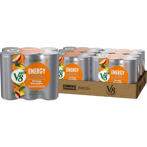 V8 +ENERGY Orange Pineapple Energy Drink, 8 Ounce Can (4 Packs Of 6 Cans) - Orange Pineapple