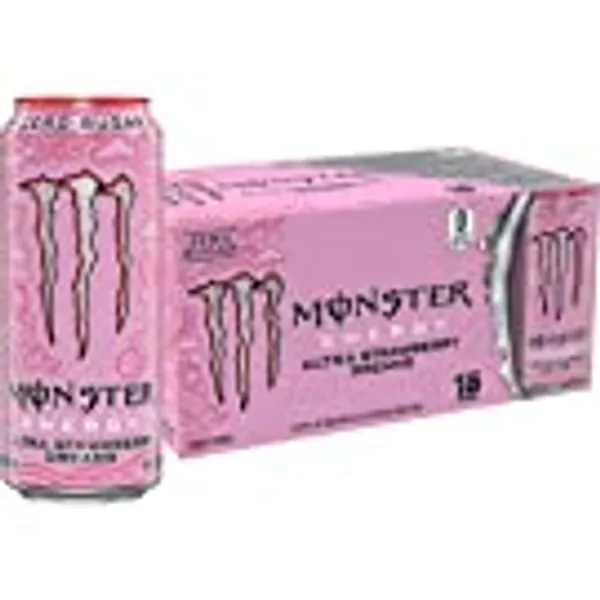 Monster Energy Ultra Strawberry Dreams, Sugar Free Energy Drink, 16 Ounce (Pack of 15)